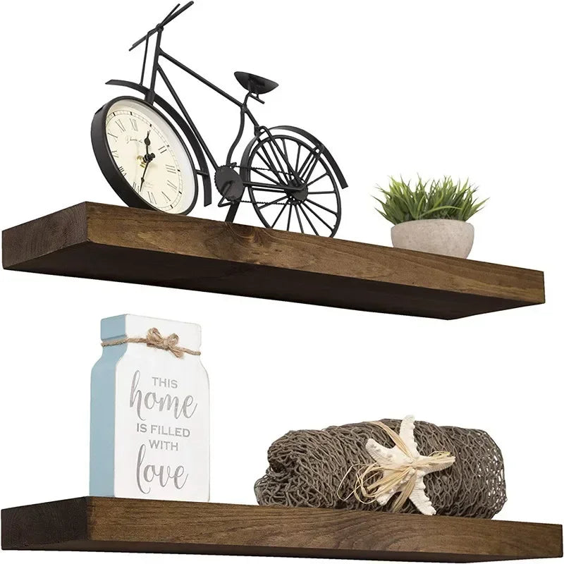 Rustic Solid Wood Floating Shelves - Handmade Wall Storage