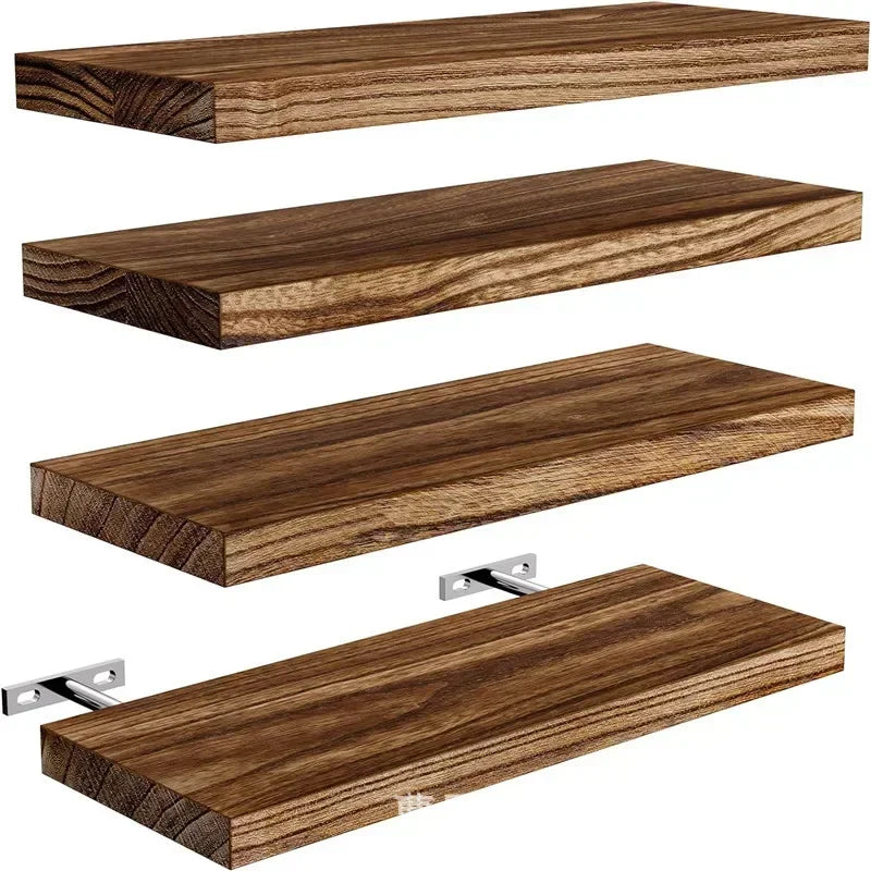 Rustic Solid Wood Floating Shelves - Handmade Wall Storage